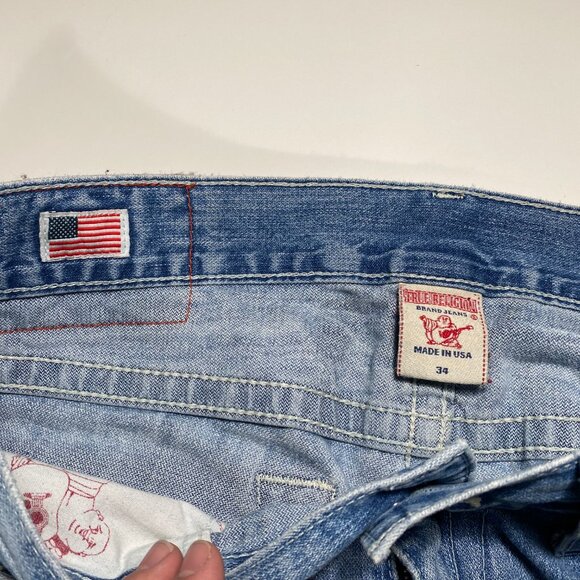 True Religion World Tour Section Bobby Baggy Fit Distressed Men's Jeans 36x32.5 - Picture 7 of 13